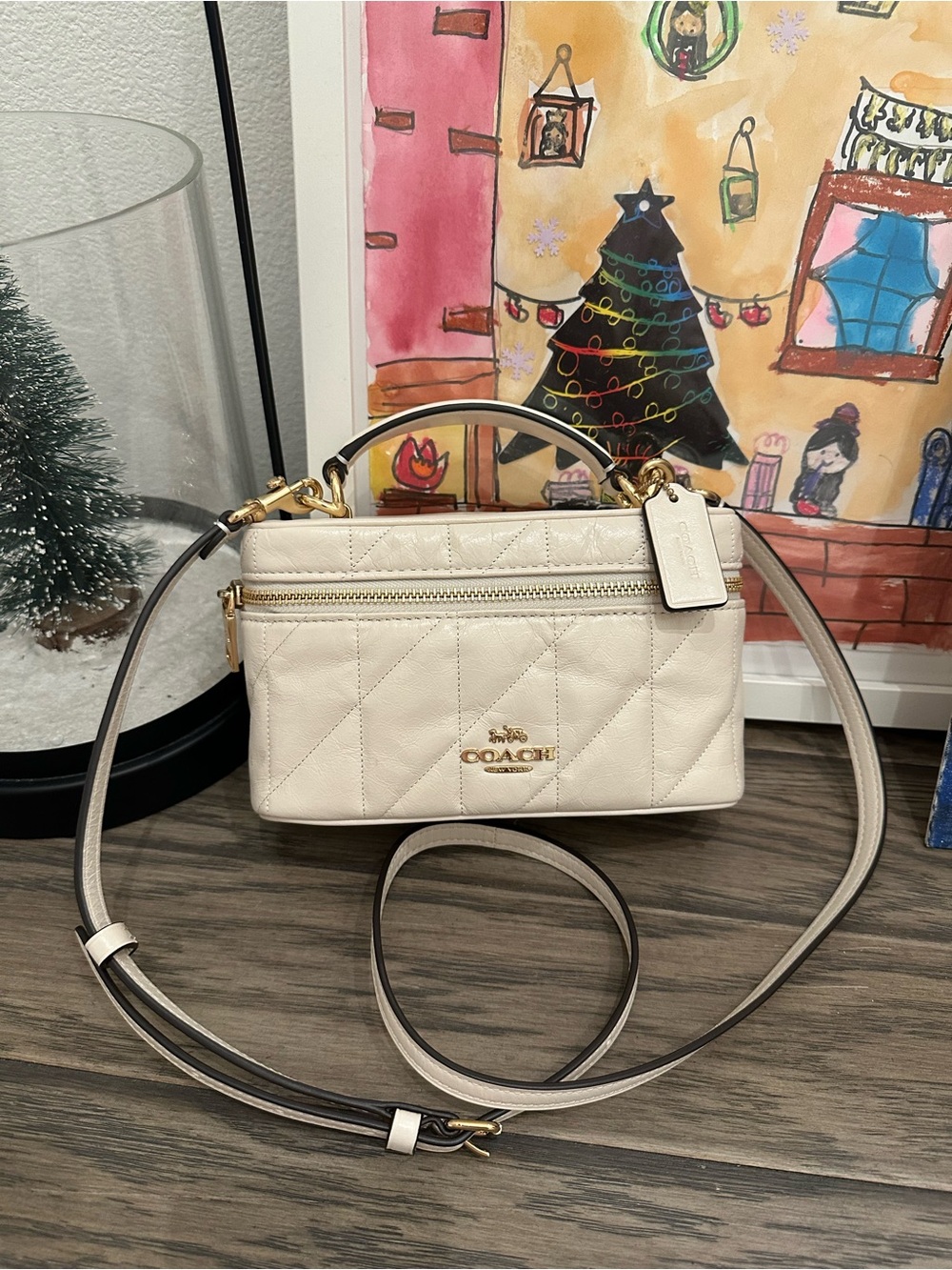 NWT Coach Rainer Crossbody Bag 18 With Quilting CEO22 Gold/Chalk